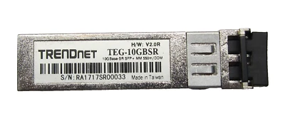Genuine TRENDnet TEG-10GBSR H/W: V2.0R 10G Base-SE SFP+ MM 550m/DDM SFP Module - Image 1 of 2