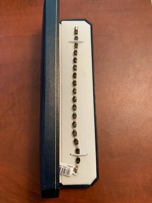 Brazalete de cuarzo ahumado de oro amarillo de 10 quilates de 7,25" de largo Foto 1 de 2