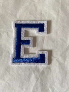 ALPHABET LETTERS EMBROIDERED IRON ON BADGE SEW ON PATCH BLUE APPLIQUE “E” - Picture 1 of 1