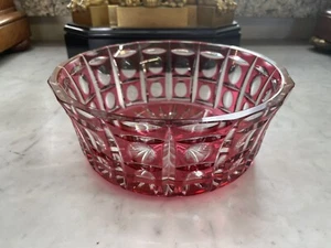 Vintage Art Deco Cranberry Glas Böhmische Schale - Bild 1 von 8