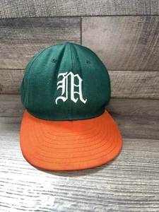 Vintage Miami Hurricanes FL Delong Made USA Fitted Baseball Hat Cap 7 1/4 script - Picture 1 of 10