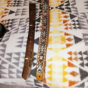 Vintage Latitan and Tony Lama Leather belt and hand tool leather belts 34 and 40 - Picture 1 of 6