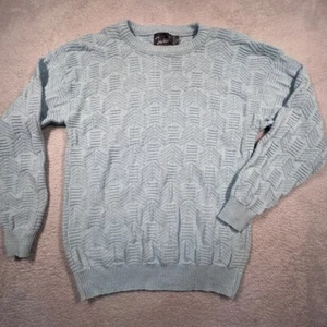 Vintage 80s John Weitz Knit Sweater Mens Medium Textured 100% Cotton Made in USA - Picture 1 of 8