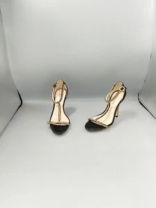 Nuovo senza etichette Reiss 'Magda' catena tacchi UK 3 EU 36 nero e oro cinturino stiletto - Foto 1 di 11