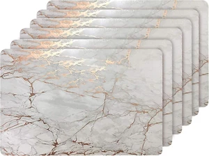 Rose Gold Marble Rectangle Cork Placemats - Heat Resistant, Non-Slip, Easy Clean - Picture 1 of 7