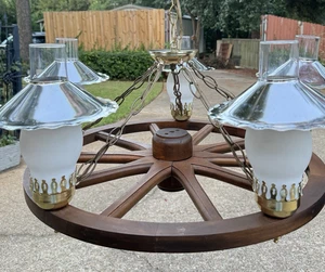 VGT Western Wagon Wheel Chandelier Hanging 5 Light Fixture 25" Rustic Old West - Picture 1 of 18