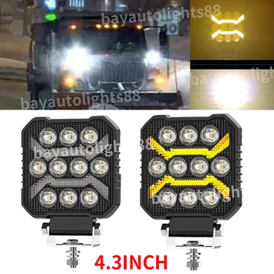 一对 4.3 英寸雪犁白灯 LED 灯卡车车头灯拖拉机 suv utv — 第 1/4 张图片