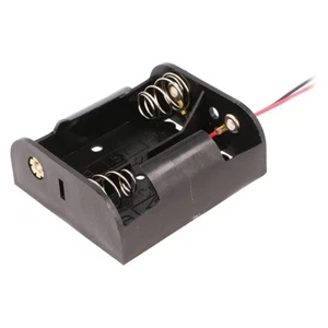 Contenitore porta batteria pila 2 x C,R14 con conduttori colore nero 150mm - Imagen 1 de 2