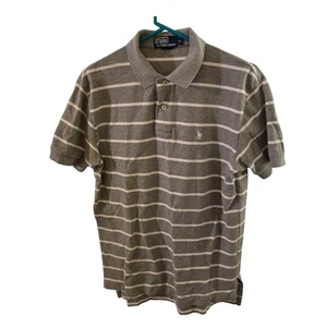 Polo Grey Striped Shirt Ralph Lauren 100% Cotton Men's Small White Pony - Picture 1 of 7