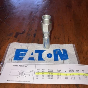 04U-254 Eaton Schlauchende, 1/4" ID Schlauch, 1/4" #4 Innengewinde NPT schwenkbar, kostenloser Versand - Bild 1 von 4