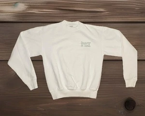 Sporty and Rich Classic Logo Crewneck Sweatshirt White XS Made in USA - Picture 1 of 5