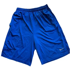 Pantalones Cortos Largos Nike Dri Fit Med Azul Swoosh Elástico Cordón Atlético Baloncesto - Imagen 1 de 8