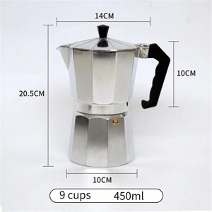 Cafetera Moka Percoladora 9 Tazas Cafetera Espresso Estufa Aluminio Estilo Italiano - Imagen 1 de 22