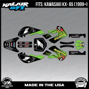 Graphics Kit for Kawasaki KX65 (1999-2024) KX 65 Lancaster Series - Green - Picture 1 of 4