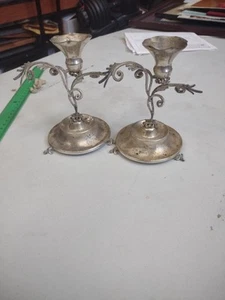 Vintage Kerzenständer Antik Sterling Silber 925 verziert - Bild 1 von 9