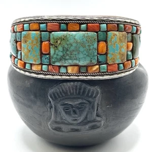Atemberaubende Sterlingsilber Türkis Inlay Manschette Armband Charlie Favour Anglo W@W - Bild 1 von 4