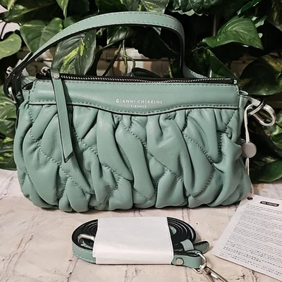 Gianni Chiarini NWT Sheepskin Green Quilted Baguette Crossbody/shoulder Bag - Image 1 of 4