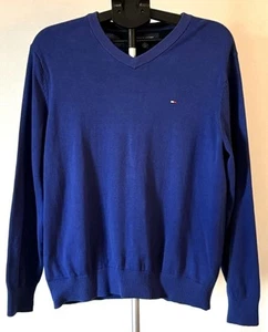 Men’s Medium Tommy Hilfiger Blue V-Neck Sweater - Picture 1 of 3