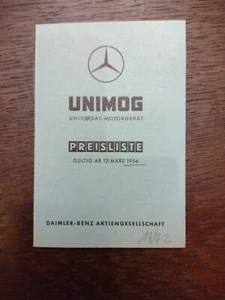 Original Daimler-Benz Unimog Preisliste 03/1956 - Bild 1 von 3