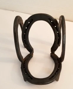 Vintage Metal Horseshoe Chair Black Rustic - Picture 1 of 9