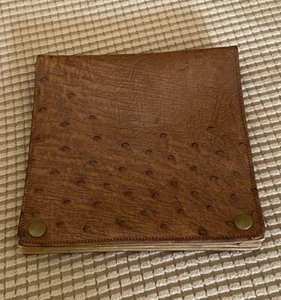 Vintage Straußenleder gefaltet Akkordeon Reise Etui BB England Taschentuch etc. - Bild 1 von 8