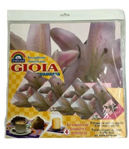 SET 4 TOVAGLIETTE AMERICANE COLAZIONE IN PVC ORCHIDEE CON 4 SOTTOTAZZA CM 30X30 - Picture 1 of 1