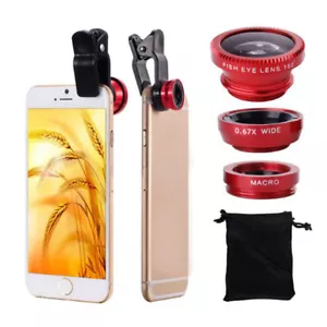 3 In 1 Mobile Phone Macro Fish Eye Lens Universal Wide Camera Lenses For iPhone - Picture 1 of 12