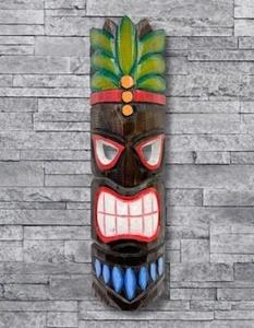 Wall Hanging Tribal Tiki Mask - Albesia Wood - Hand Carved - Picture 1 of 7