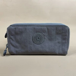 Kipling Clutch Handtasche grau Canvas umlaufender Reißverschluss Münzfach Ausweis Geldscheine Karte - Bild 1 von 9