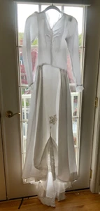 1940s Wedding Dress Satin Tulle XS - Vintage Wedding Dress White - Picture 1 of 24
