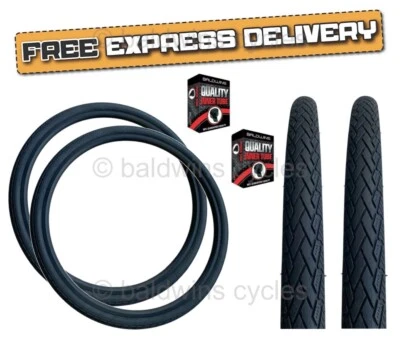 BALDY'S Baldys 700 x 35c Hybrid Trekkingrad schwarz Reifen Schläuche Slick Straßenprofil