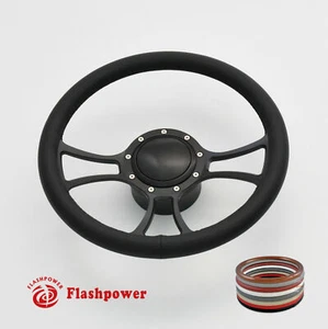 Kit Volante Billet Aluminio 9 Agujeros 14" con Botón Bocina y Adaptador - Imagen 1 de 7
