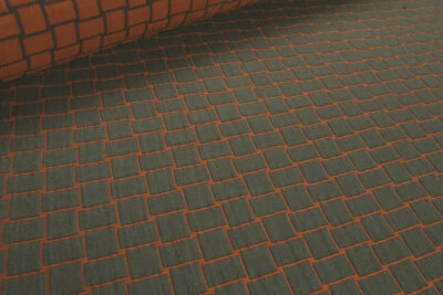 Stoff Baumwolle Stepp Stoff Karo anthrazit orange Polsterstoff Matelassé Stepper - Bild 1 von 4