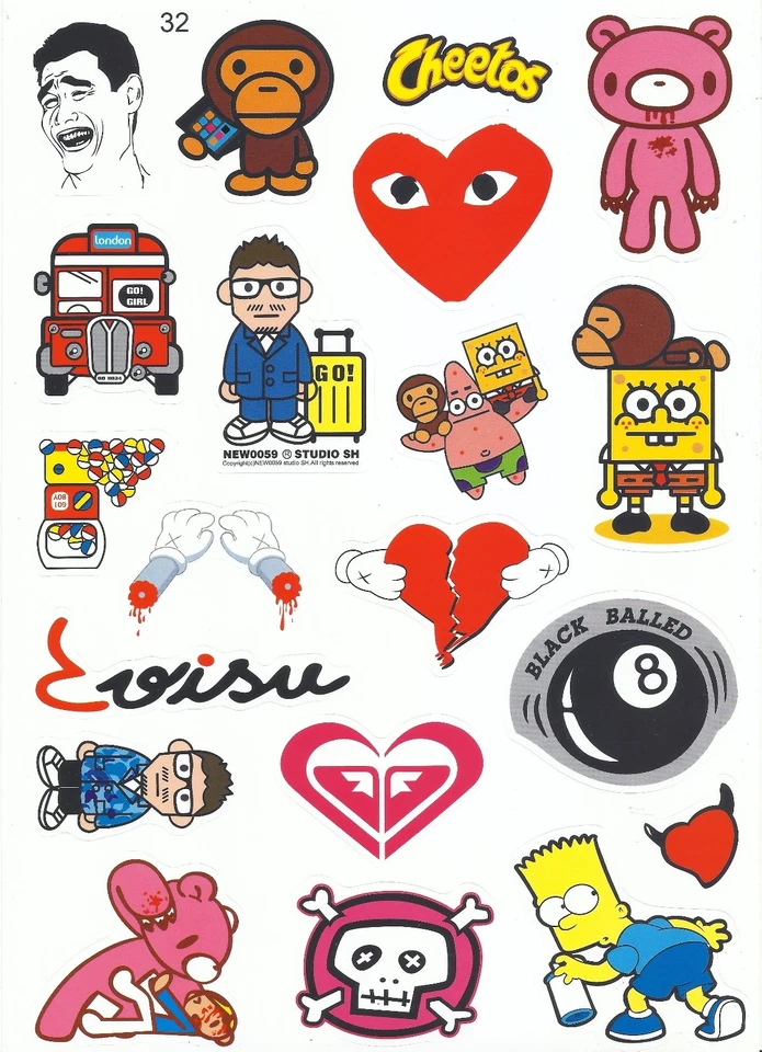 Sticker Decal Set (332GL) "Stickerbomb Mix 2" - Laptop, Notebook, .... - Image 1 of 1