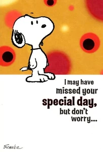 Peanuts Snoopy Happy Belated Birthday You Are Special Hallmark Greeting Card - Picture 1 of 3