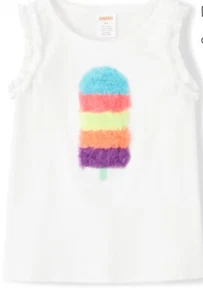 NWT~ Gymboree Girls 10 POPSICLE PARTY White COTTON TANK T SHIRT TOP Appliqué - Picture 1 of 7