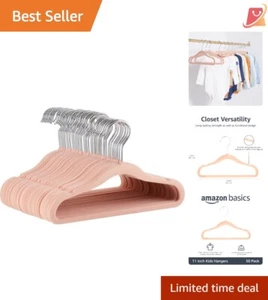 Kids Velvet Non-Slip Hangers Pack of 50 11.6" for Baby Clothes Blush - Picture 1 of 8