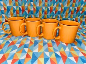 NEW FIESTAWARE 12 oz JAVA Mug set of 4 Retired Tangerine Orange FREE SHIPPING - Picture 1 of 5
