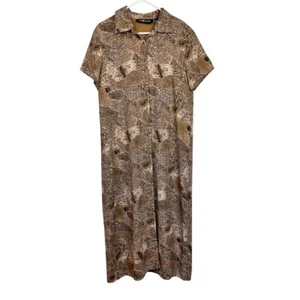 Abito camicia midi donna Sag Harbor taglia 16 marrone marrone stampa animalier foderato - Foto 1 di 4