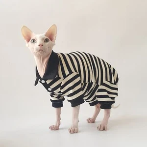 Camisa POLO de algodón elástico alto con vientre y cuatro pies esfinge gato sin pelo - Imagen 1 de 15