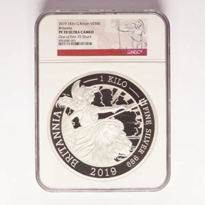 2019 Great Britain £500 Silver Britannia NGC PF 70 Ultra Cameo - Picture 1 of 2