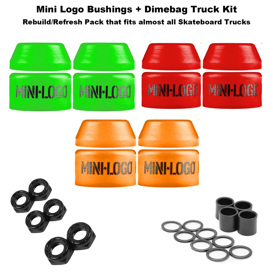 Mini Logo Skateboard Bushings with Dime Bag Axle, Kingpin Nuts and Speed Kit