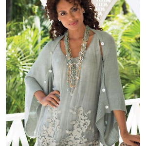 Soft Surroundings Women's Sea Breeze Acrylic Blend Shrug Sweater Shawl Size OS