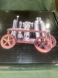 Mini Wooden Drink Bar-Wear Mixer Cart Mixologist Vintage - Picture 1 of 10