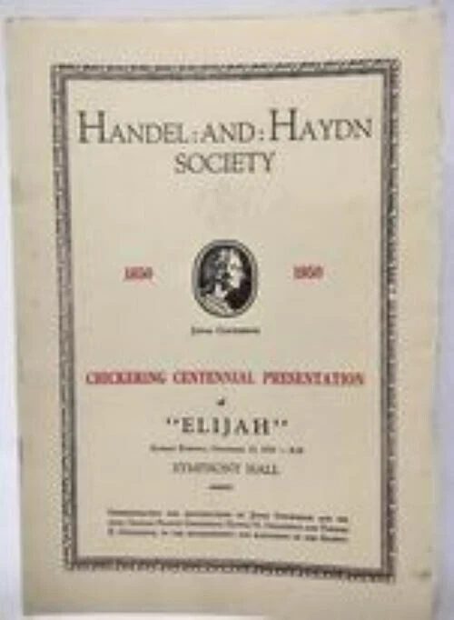 Handel And Haydn Society Presentation of Elijah Symphony Hall Boston 1950 - Image 1 of 4