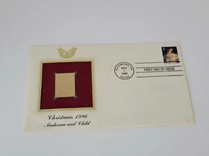 1996 Christmas Madonna & Child 22kt Gold Cover First Day Issue Stamp FDC VA - Picture 1 of 4