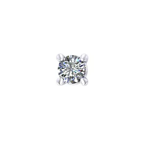 0.13Ct Round Diamond 4Prong Basket Solitaire Single Stud Earring 950 Platinum - Picture 1 of 2