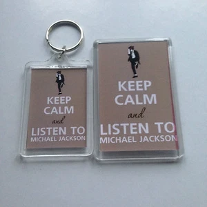 KEEP CALM AND LISTEN TO MICHAEL JACKSON Schlüsselring oder Kühlschrankmagnet = ideales Geschenk - Bild 1 von 5