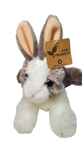 Aurora Hase Kaninchen Plüschtier realistisch grau weiß liegend Stofftier klein 6,5 Zoll - Bild 1 von 8