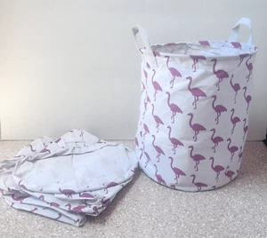 2 x Canvas Laundry Basket, Foldable storage Basket With Flamingos (17"x13")B-239 - Picture 1 of 8